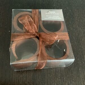 Brown Wooden Napkin Rings Set